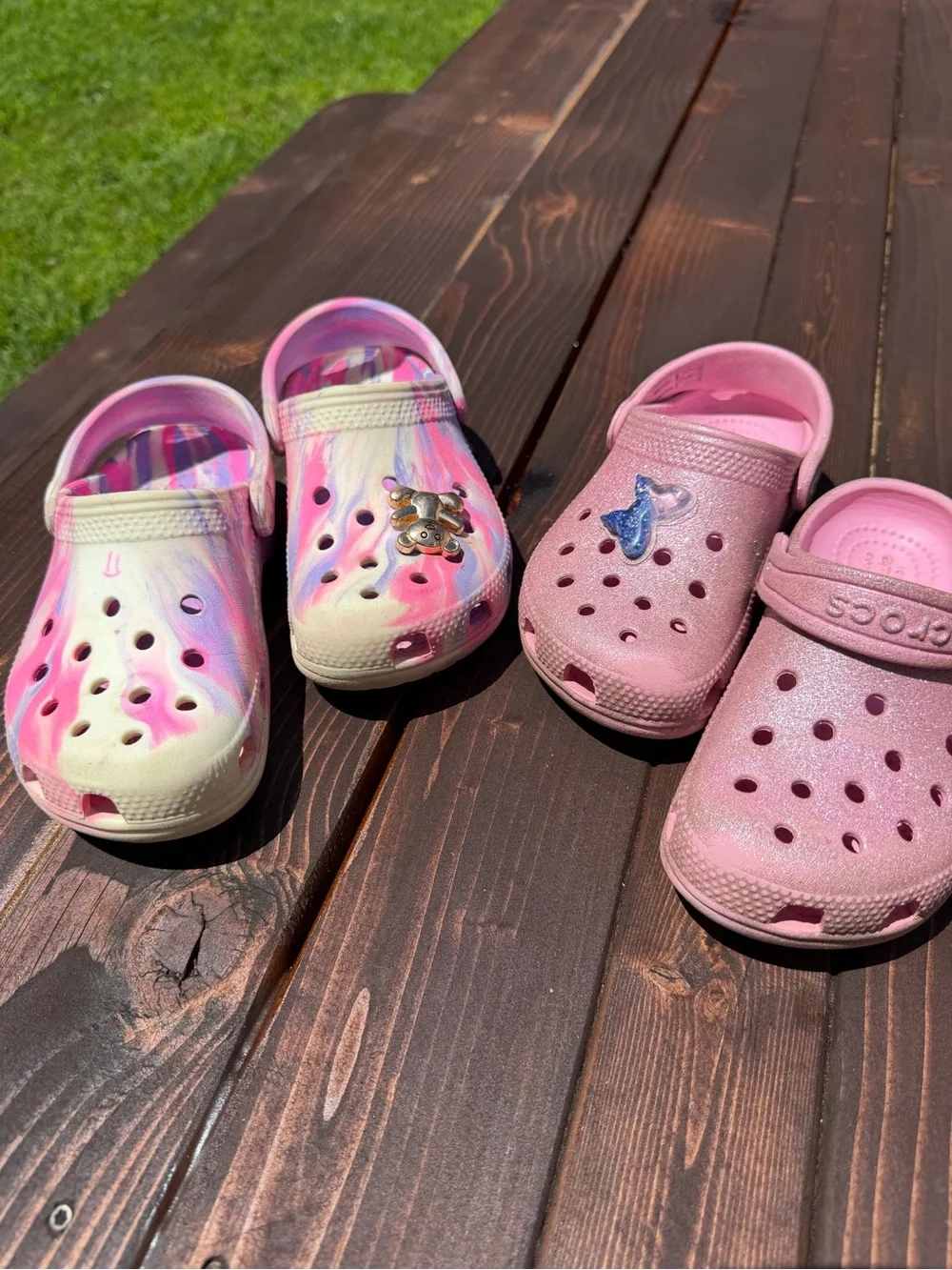 Girls Crocs Bundle Sizes 11 & 12 – Pink & Tie-Dye